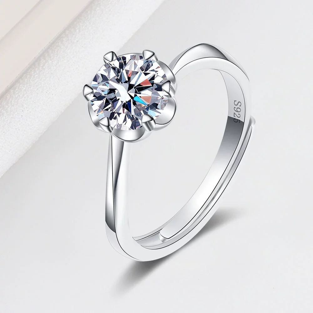 Wholesale Women's S925 Sterling Silver Geometric Petal Open Ring With Electroplating