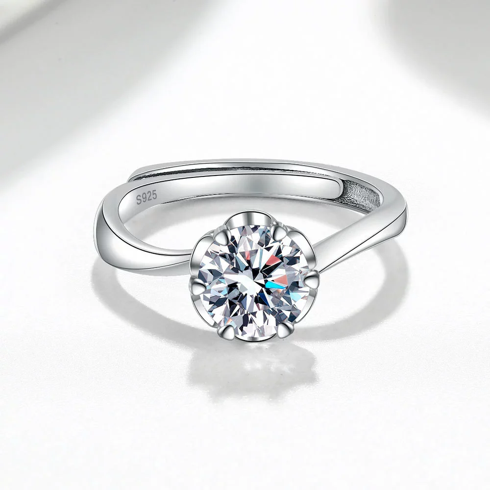 Wholesale Women's S925 Sterling Silver Geometric Petal Open Ring With Electroplating - Image 4