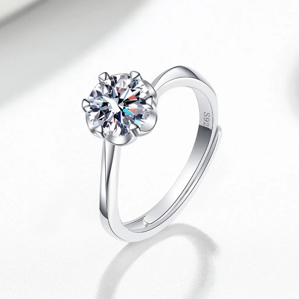 Wholesale Women's S925 Sterling Silver Geometric Petal Open Ring With Electroplating - Image 6