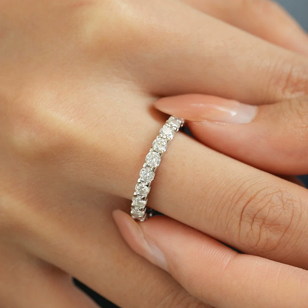 Wholesale Women's S925 Sterling Silver Geometric Round Moissanite Ring With Seiko Design - Image 4