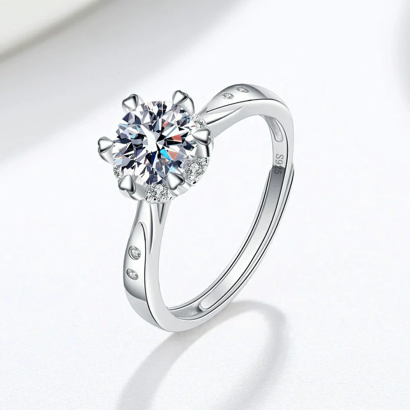 Wholesale Women's S925 Sterling Silver Geometric Sixclaw Ring Set With Zircon Electroplated Jewelry - Image 6