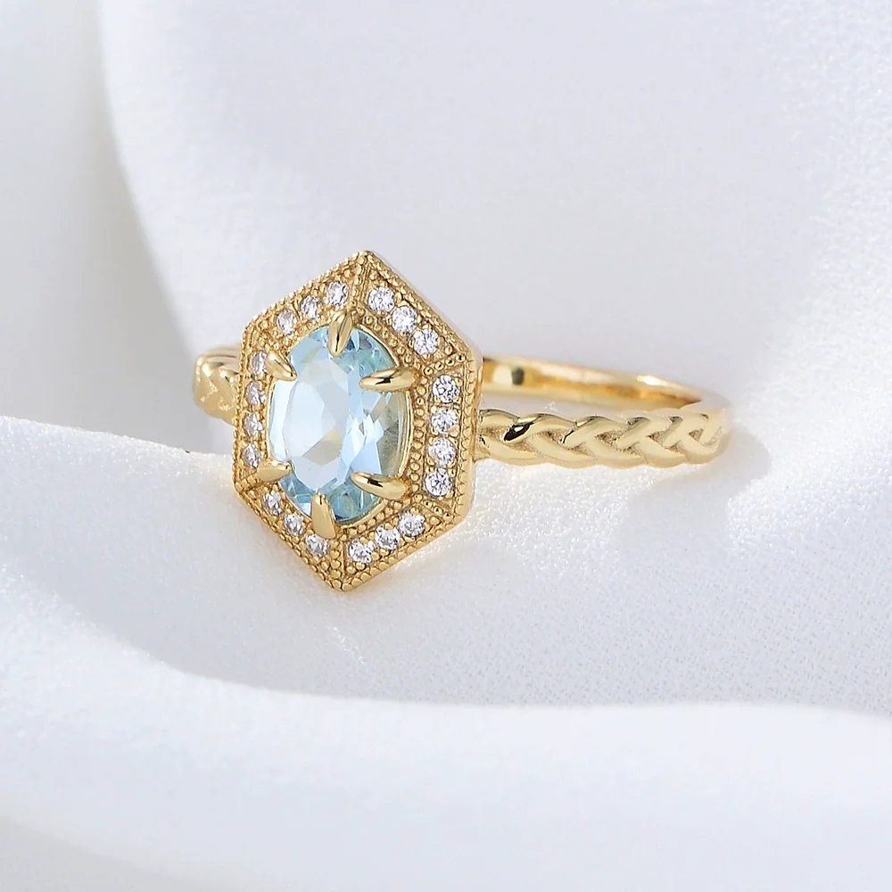 Wholesale Women's S925 Sterling Silver Geometric Topaz Ring Bracelet - Image 2