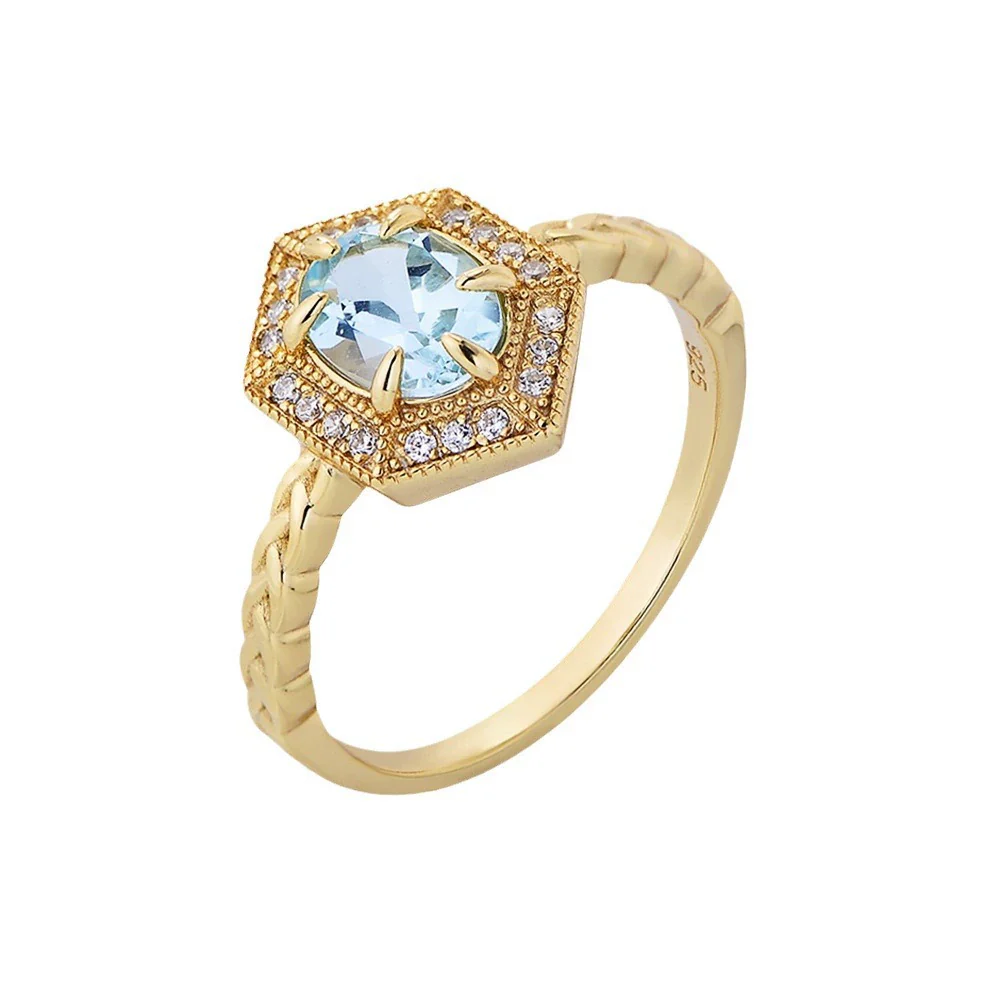 Wholesale Women's S925 Sterling Silver Geometric Topaz Ring Bracelet - Image 5