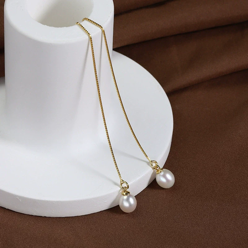 Wholesale Women's S925 Sterling Silver Goldplated Alien Shape Natural Freshwater Pearl Baroque Earrings - Image 3