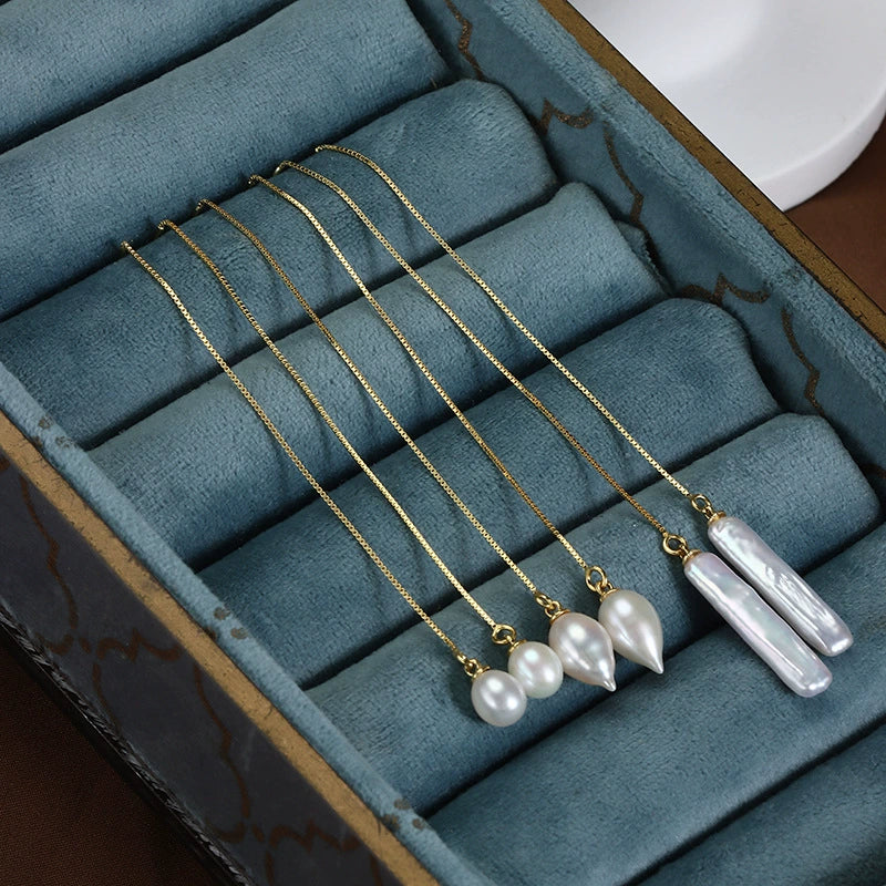 Wholesale Women's S925 Sterling Silver Goldplated Alien Shape Natural Freshwater Pearl Baroque Earrings - Image 4