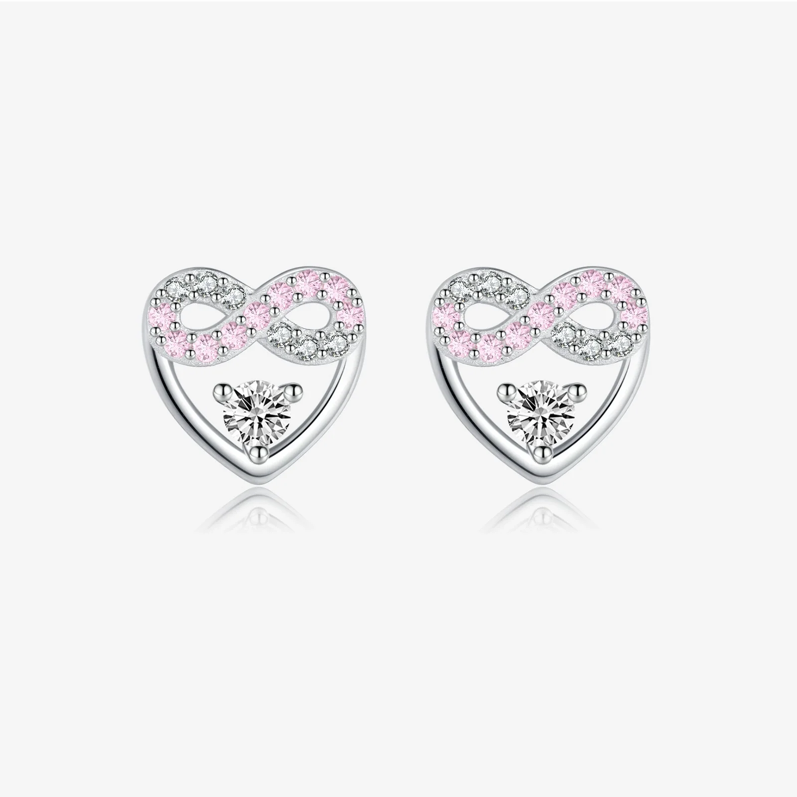 Wholesale Women's S925 Sterling Silver Heart Geometric Electroplated Earrings