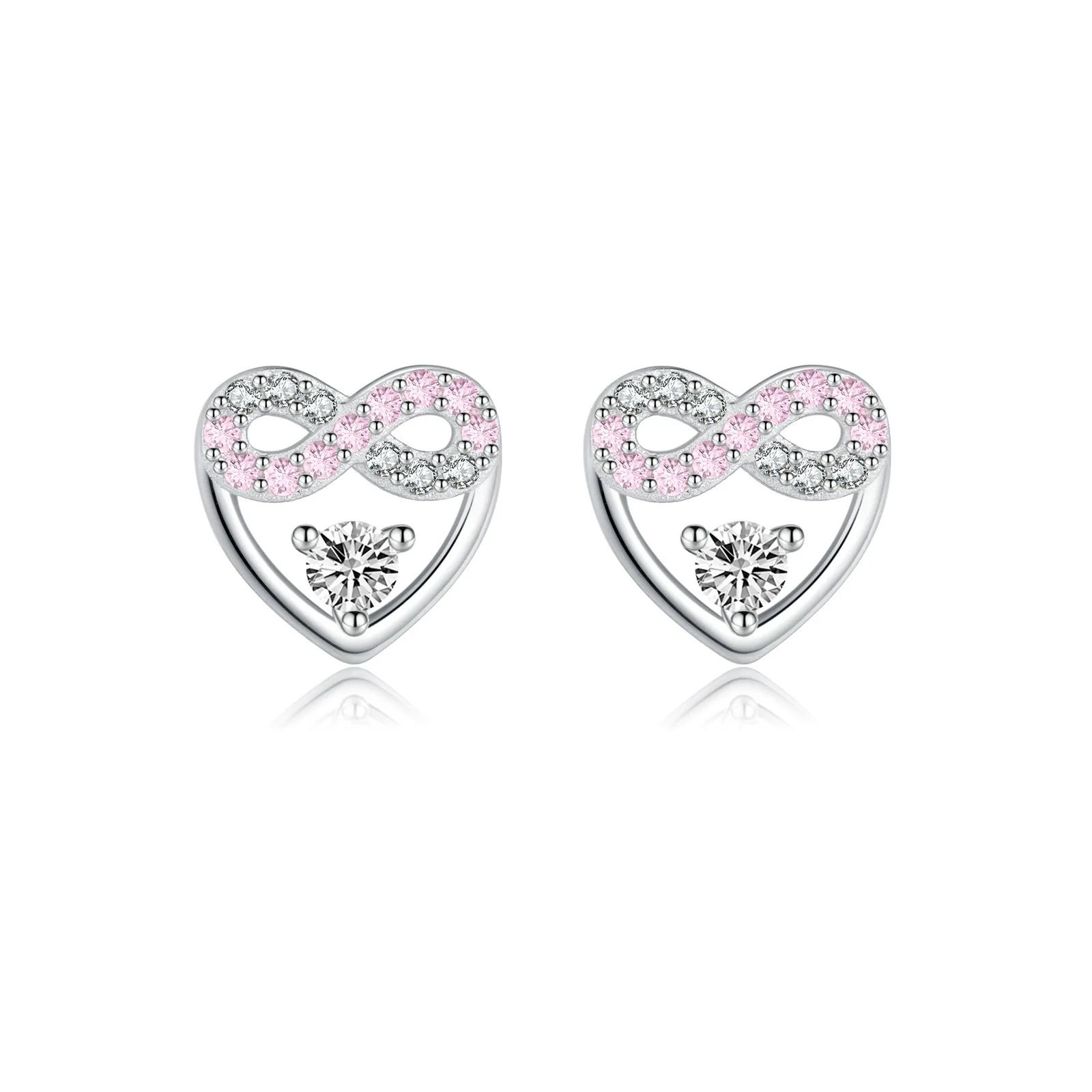 Wholesale Women's S925 Sterling Silver Heart Geometric Electroplated Earrings - Image 5