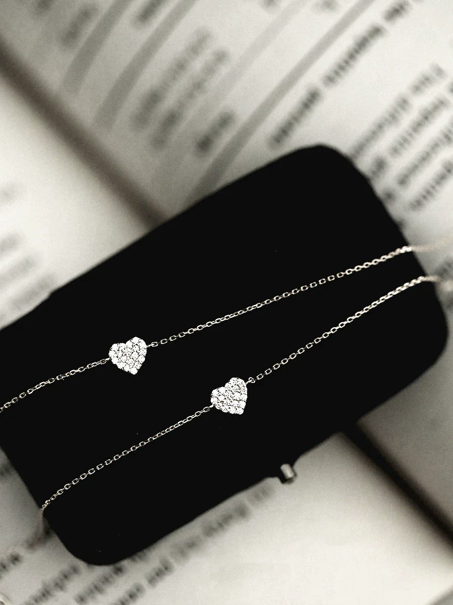Wholesale Women's S925 Sterling Silver Heartshaped Diamond Love Bracelet - Image 7