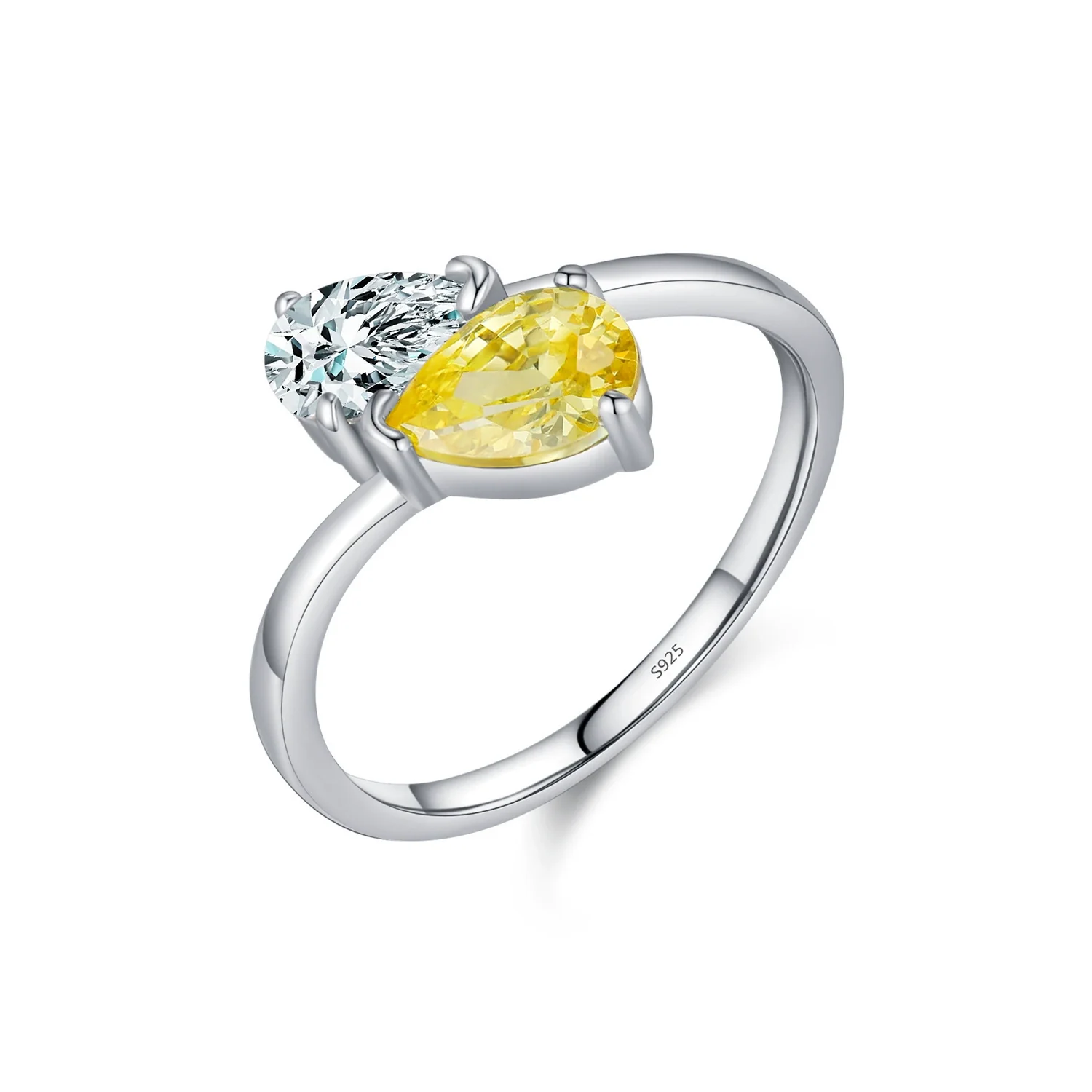 Wholesale Women's S925 Sterling Silver Light Luxury Interwoven Teardrop Design Ring - Image 4