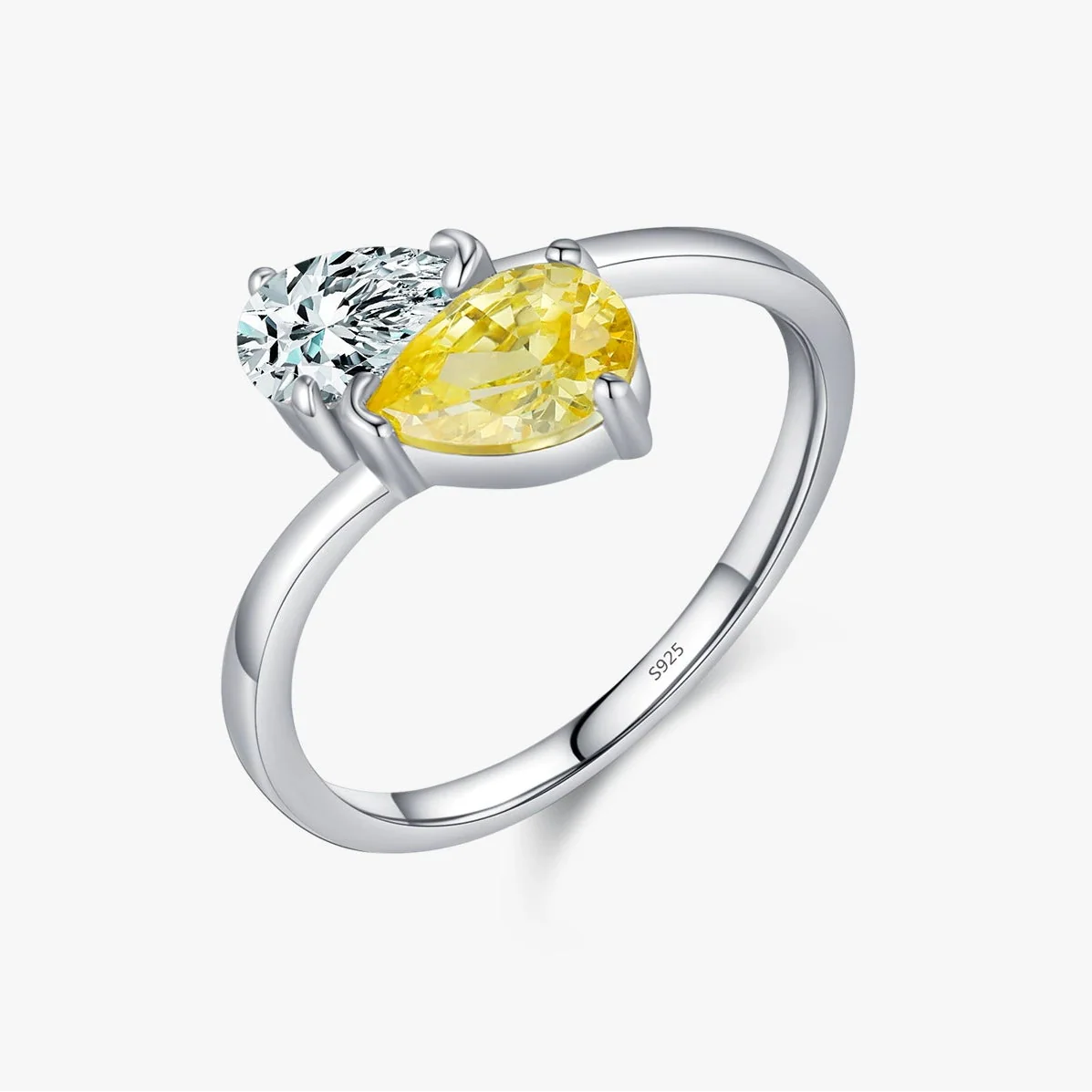 Wholesale Women's S925 Sterling Silver Light Luxury Interwoven Teardrop Design Ring - Image 5