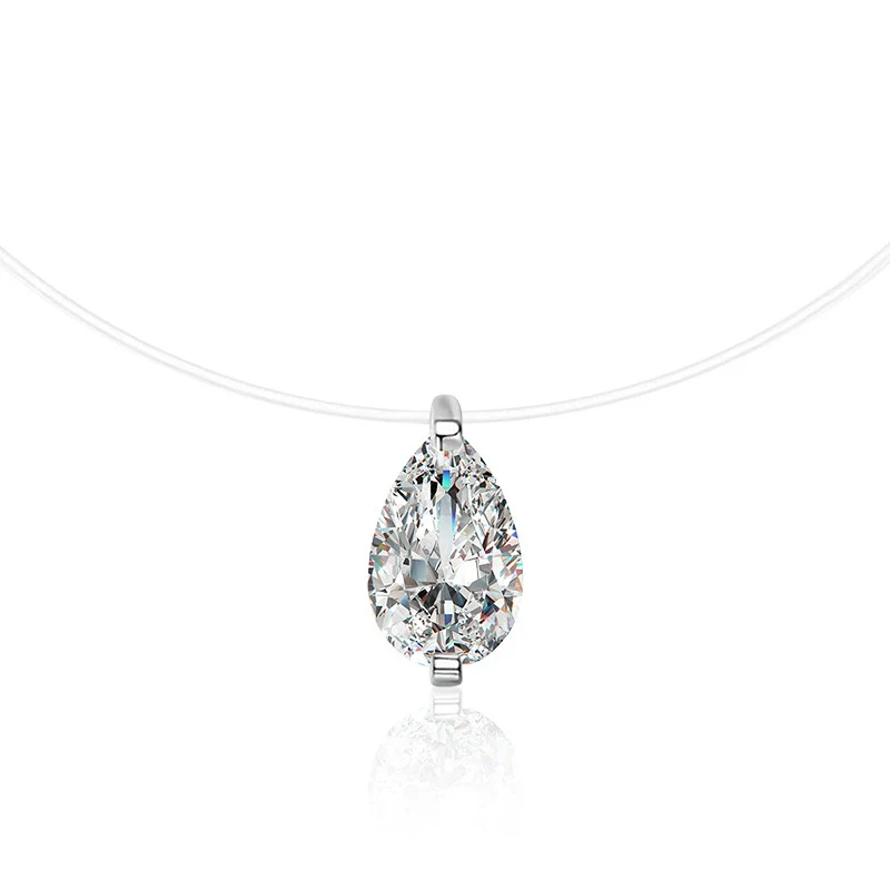 Wholesale Women's S925 Sterling Silver Moissanite Geometric Simple Pendant Fishing Line Necklace - Image 10