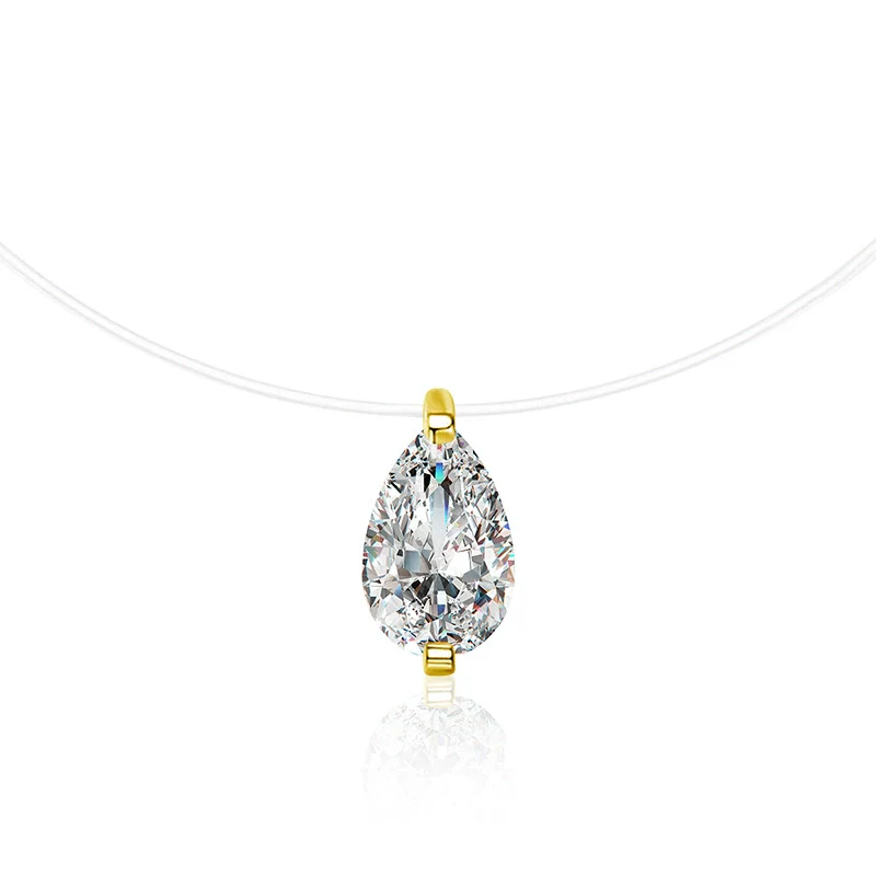 Wholesale Women's S925 Sterling Silver Moissanite Geometric Simple Pendant Fishing Line Necklace - Image 11