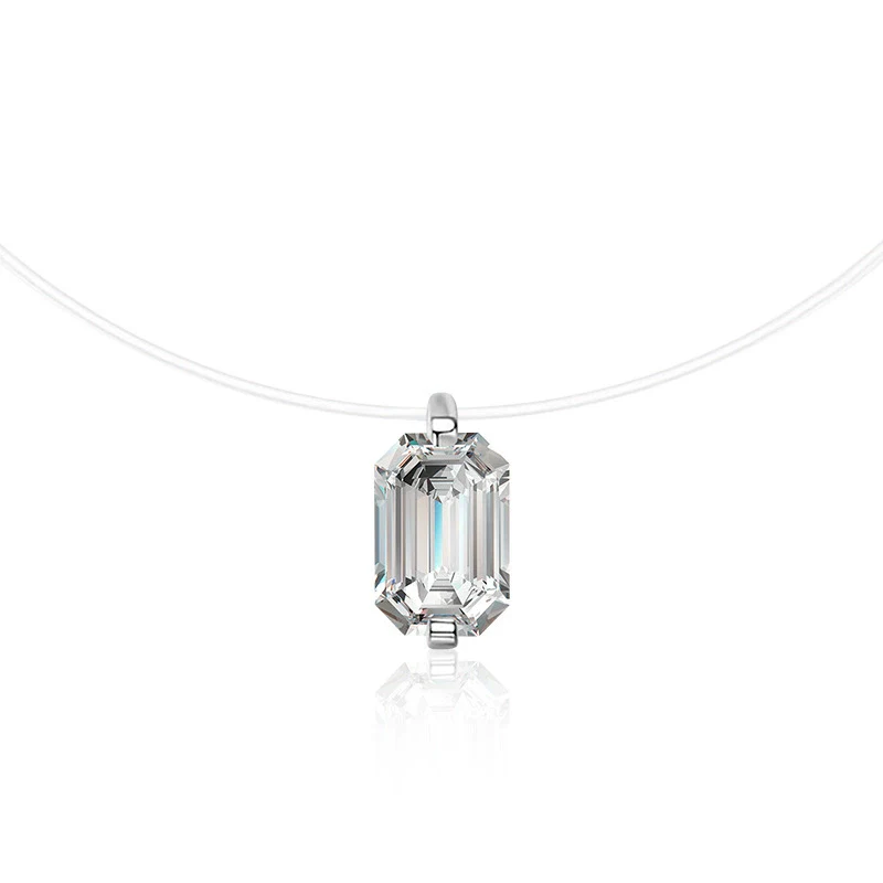 Wholesale Women's S925 Sterling Silver Moissanite Geometric Simple Pendant Fishing Line Necklace - Image 12