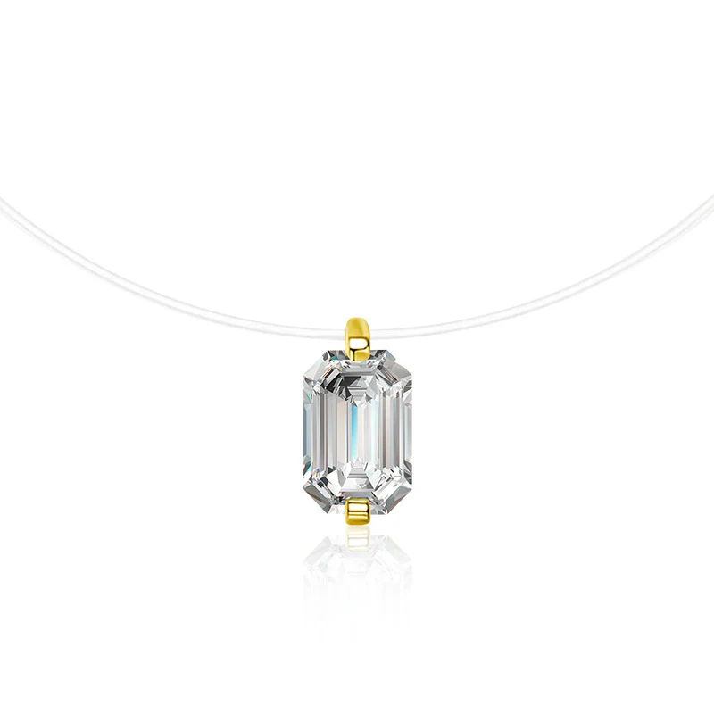 Wholesale Women's S925 Sterling Silver Moissanite Geometric Simple Pendant Fishing Line Necklace - Image 13
