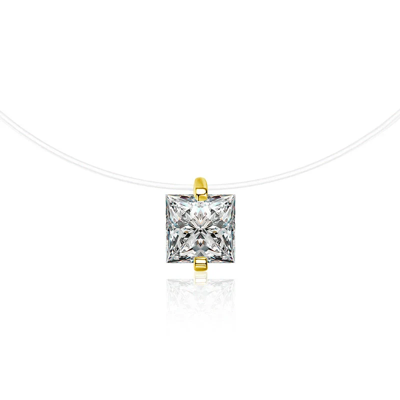 Wholesale Women's S925 Sterling Silver Moissanite Geometric Simple Pendant Fishing Line Necklace - Image 15