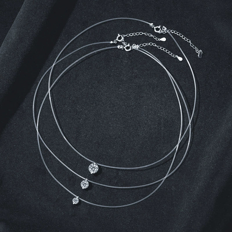 Wholesale Women's S925 Sterling Silver Moissanite Geometric Simple Pendant Fishing Line Necklace - Image 2