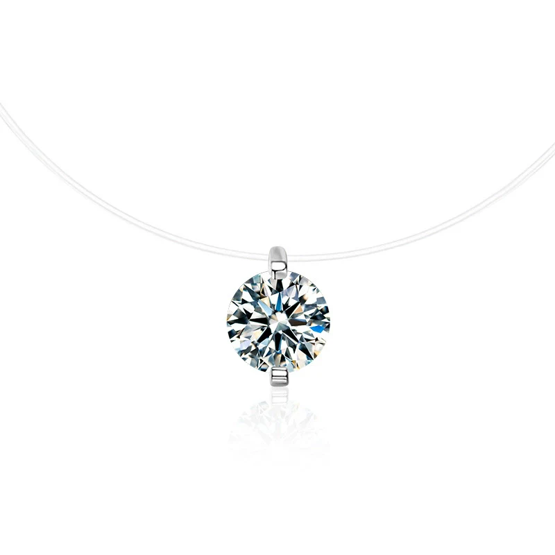 Wholesale Women's S925 Sterling Silver Moissanite Geometric Simple Pendant Fishing Line Necklace - Image 4