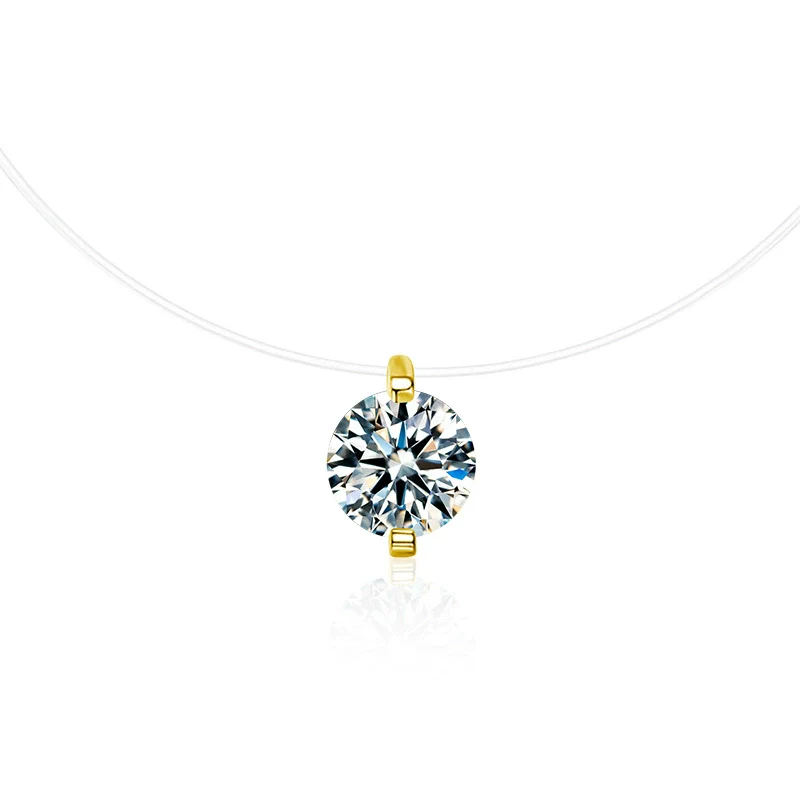 Wholesale Women's S925 Sterling Silver Moissanite Geometric Simple Pendant Fishing Line Necklace - Image 5