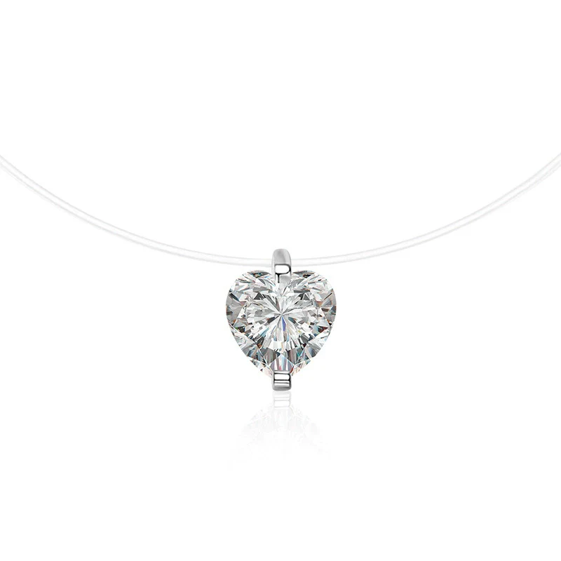 Wholesale Women's S925 Sterling Silver Moissanite Geometric Simple Pendant Fishing Line Necklace - Image 6