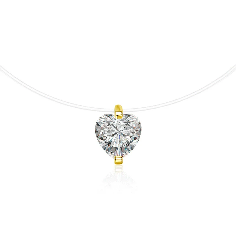 Wholesale Women's S925 Sterling Silver Moissanite Geometric Simple Pendant Fishing Line Necklace - Image 7