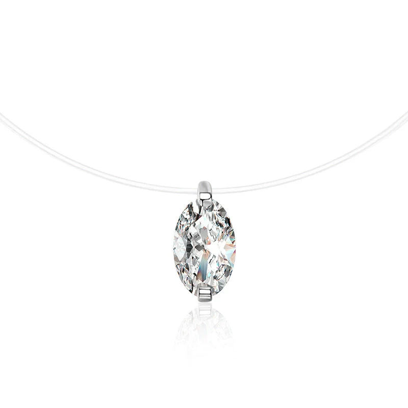 Wholesale Women's S925 Sterling Silver Moissanite Geometric Simple Pendant Fishing Line Necklace - Image 8