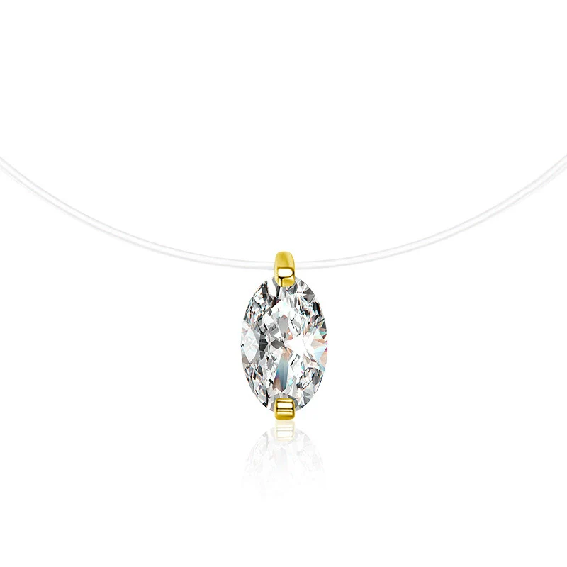 Wholesale Women's S925 Sterling Silver Moissanite Geometric Simple Pendant Fishing Line Necklace - Image 9