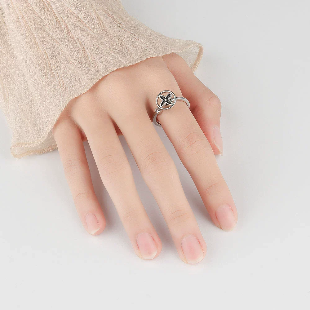 Wholesale Women's S925 Sterling Silver Rotating Clover Geometric Ring With Electroplating And Inlaid Zircon - Image 2