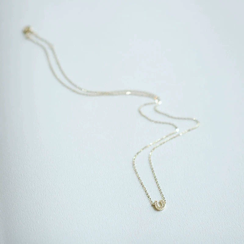Wholesale Women's S925 Sterling Silver Ushaped Necklace With Gold Plated Horseshoe Letter Pendant Set With Diamonds - Image 3
