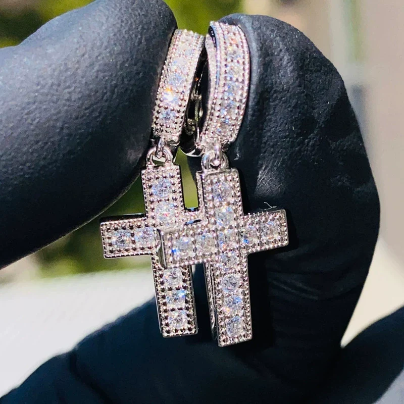 Wholesale Women's Shiny Luxury Copper Geometric Microinlaid Zircon Earrings