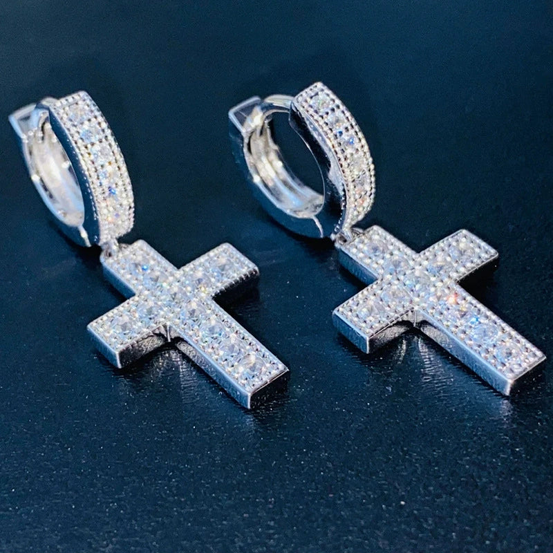 Wholesale Women's Shiny Luxury Copper Geometric Microinlaid Zircon Earrings - Image 2