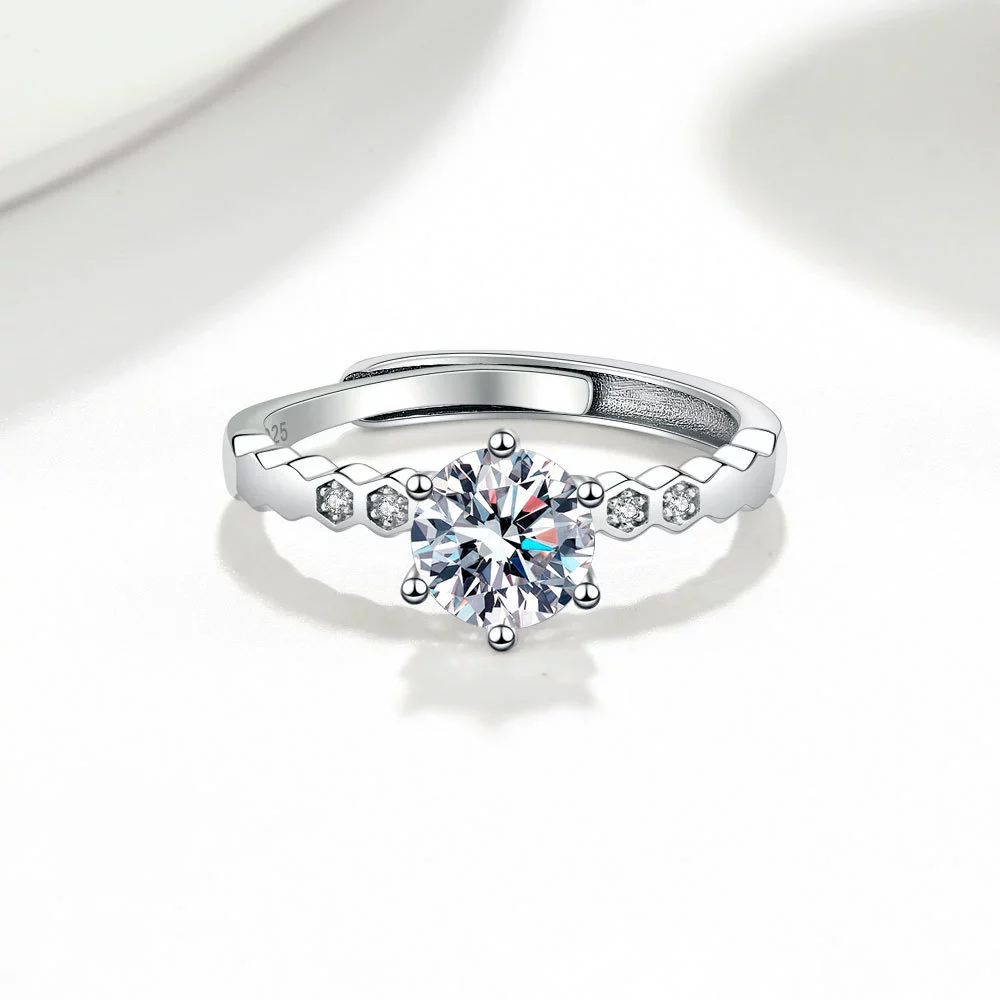Wholesale Women's Silver Geometric Open Honeycomb Design Electroplated Bracelet And Ring - Image 4