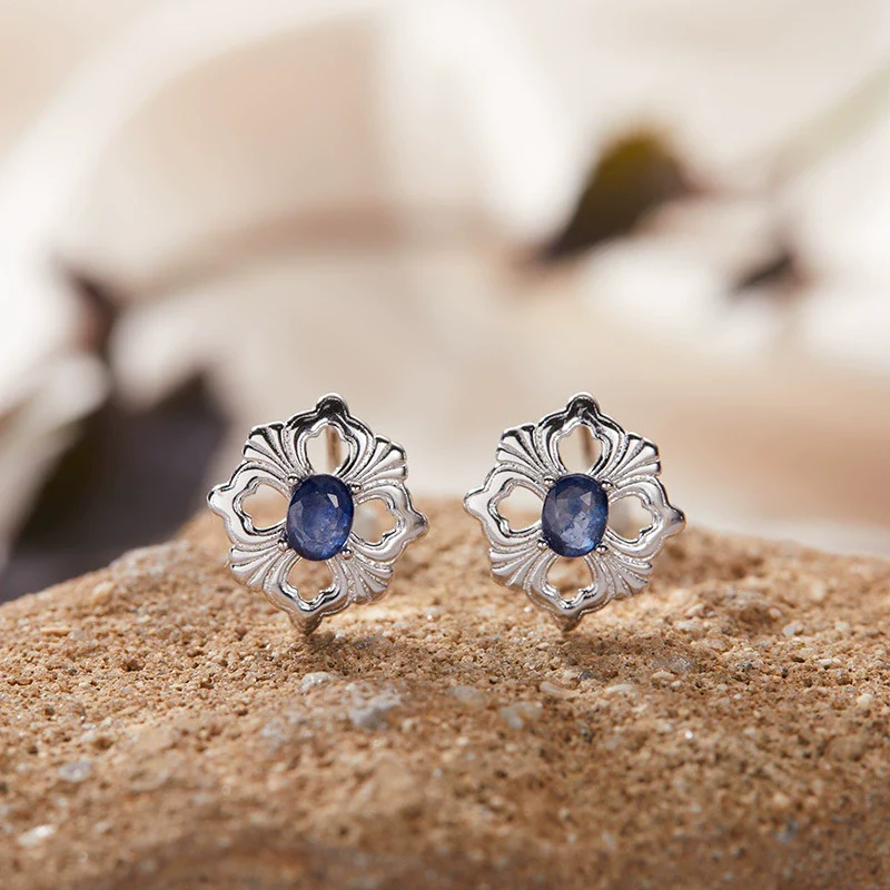 Wholesale Women's Silver Geometric Wiredrawing Earrings Set With Gems - Image 32