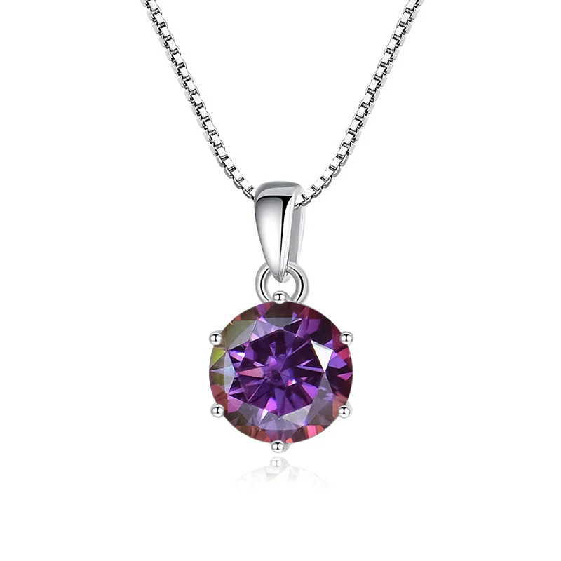 Wholesale Women's Silver Inlaid Round Moissanite Bone Chain Necklace With Animals And Zodiac Pattern - Image 13