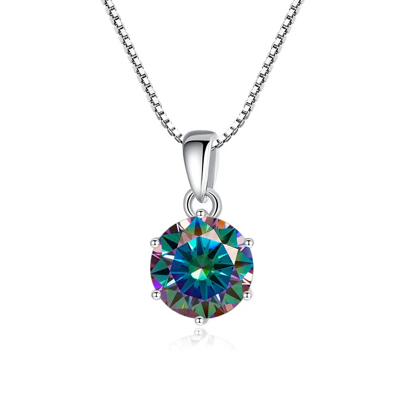 Wholesale Women's Silver Inlaid Round Moissanite Bone Chain Necklace With Animals And Zodiac Pattern - Image 15
