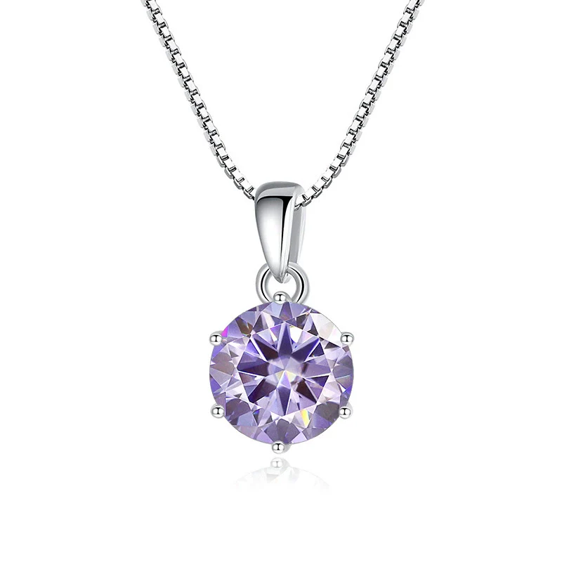 Wholesale Women's Silver Inlaid Round Moissanite Bone Chain Necklace With Animals And Zodiac Pattern - Image 8