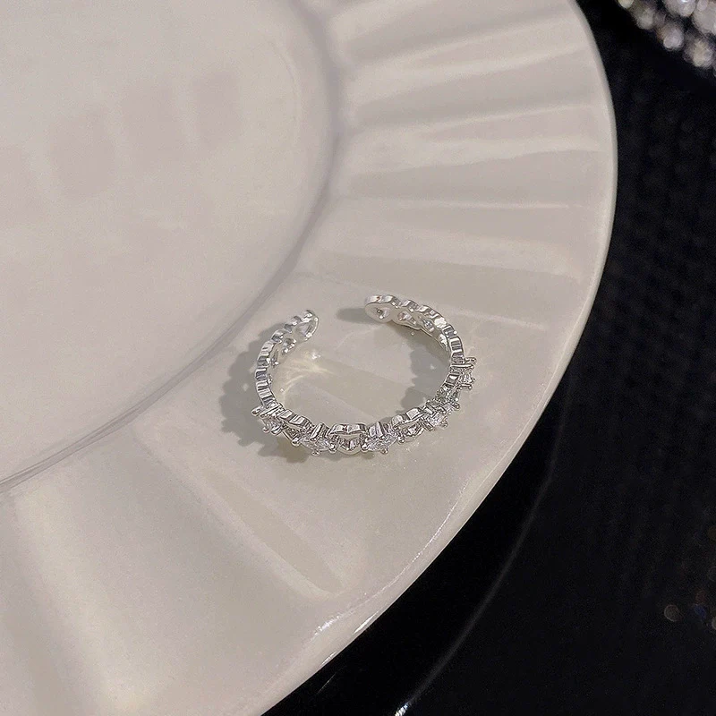 Wholesale Women's Silver Zircon Open Ring Copper Electroplating Heart Bow Geometric Shape - Image 31