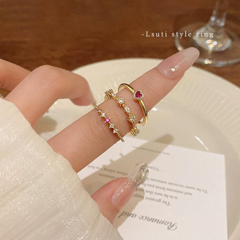 Wholesale Women's Simple Elegant Cold Style Light Luxury Love Zircon Ring Copper Electroplating Heart Shape Hand Jewelry - Image 2