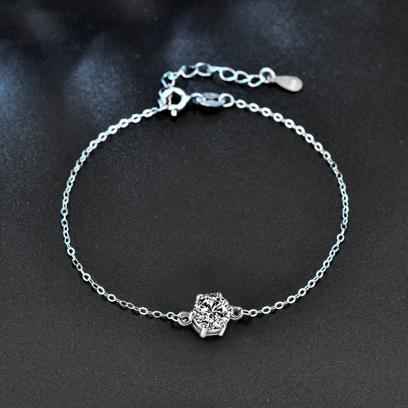 Wholesale Women's Simple Geometric 925 Sterling Silver Sixclaw Bracelet Set With Diamonds - Image 2