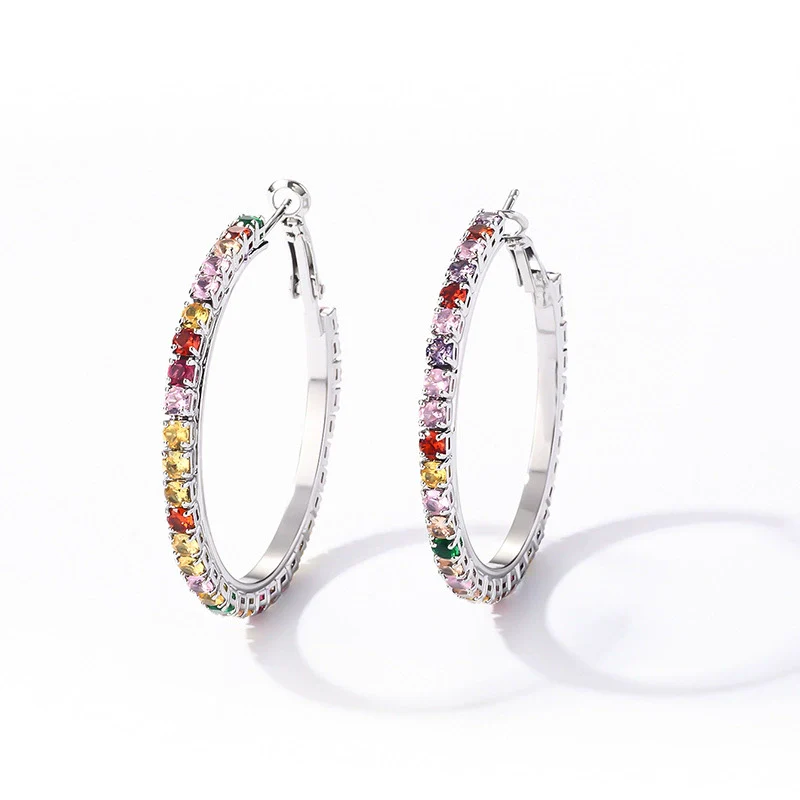 Wholesale Women's Simple Geometric Copper Earrings With Zircon Inlay - Image 10