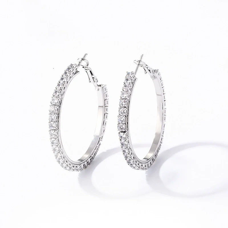 Wholesale Women's Simple Geometric Copper Earrings With Zircon Inlay - Image 11