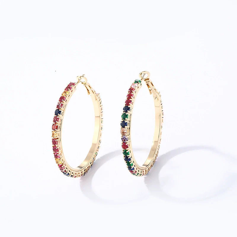 Wholesale Women's Simple Geometric Copper Earrings With Zircon Inlay - Image 13