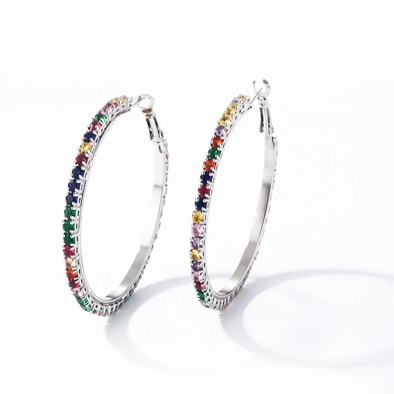 Wholesale Women's Simple Geometric Copper Earrings With Zircon Inlay - Image 14