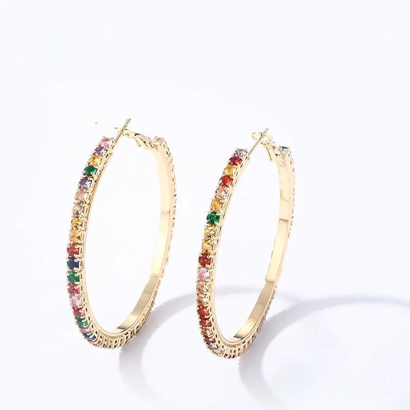 Wholesale Women's Simple Geometric Copper Earrings With Zircon Inlay - Image 15
