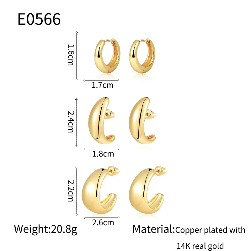 Wholesale Women's Simple Geometric Copper Hoop Earrings With Electroplating - Image 6