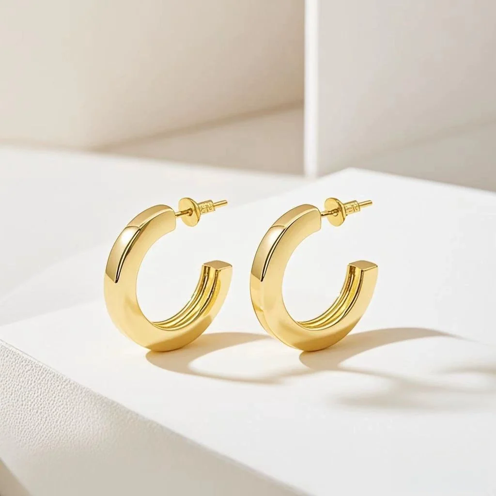 Wholesale Women's Simple Geometric Cshaped Titanium Steel Electroplated Earrings - Image 2