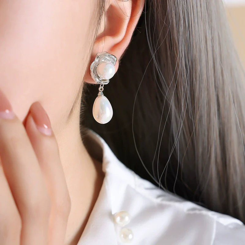 Wholesale Women's Simple Geometric Electroplated Titanium Steel Earrings With Zircon And Glass Beads And Rhinestone - Image 10