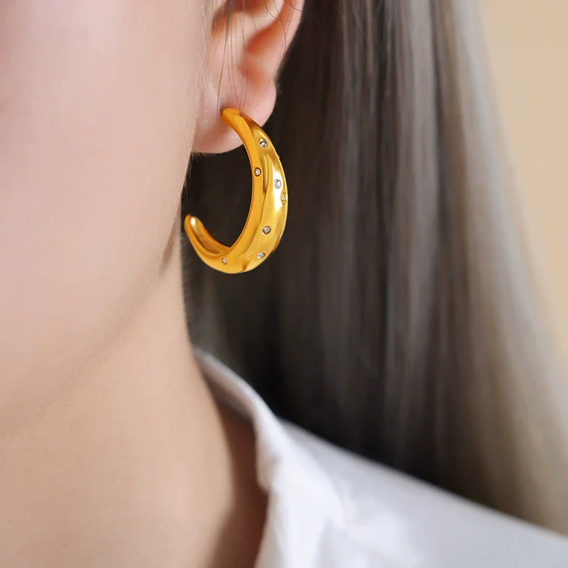 Wholesale Women's Simple Geometric Electroplated Titanium Steel Earrings With Zircon And Glass Beads And Rhinestone - Image 16