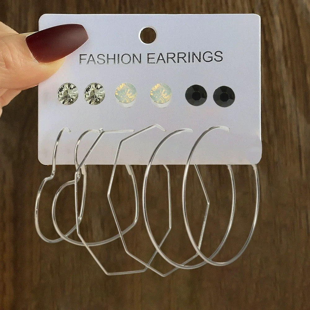 Wholesale Women's Simple Geometric Metal Alloy Electroplated Circle Hoop And Stud Earrings - Image 16