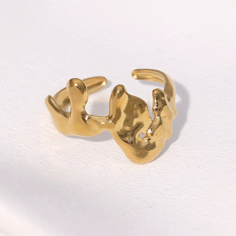 Wholesale Women's Simple Geometric Open Stainless Steel Rings With Electroplating - Image 2