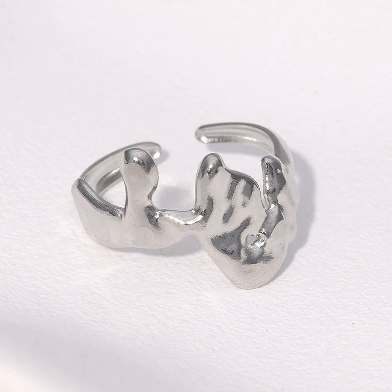 Wholesale Women's Simple Geometric Open Stainless Steel Rings With Electroplating - Image 3